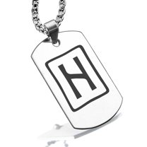 Stainless Steel Elder Futhark Hagalaz Rune Dog Tag Pendant Necklace