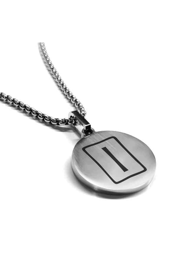 Stainless Steel Elder Futhark Isa Rune Round Medallion Pendant Necklace