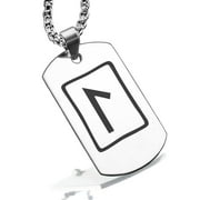 Stainless Steel Elder Futhark Laguz Rune Dog Tag Pendant Necklace