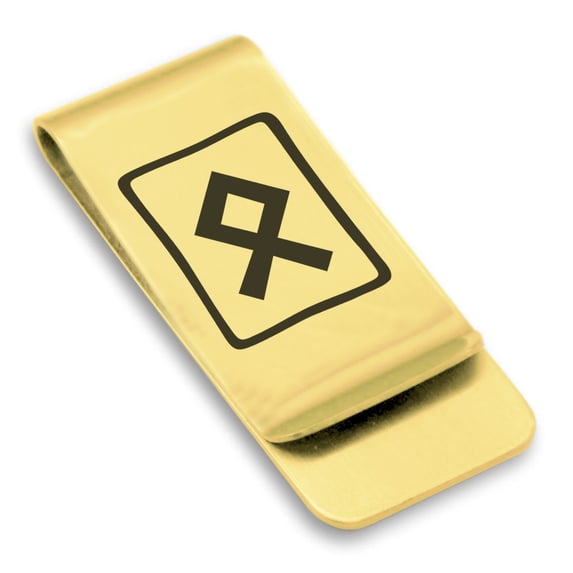 Stainless Steel Elder Futhark Othala Rune Classic Slim Money Clip Credit Card Holder