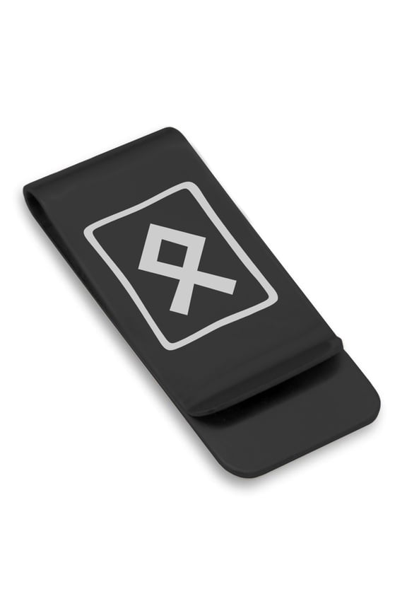 Stainless Steel Elder Futhark Othala Rune Classic Slim Money Clip Credit Card Holder