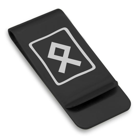 Stainless Steel Elder Futhark Othala Rune Classic Slim Money Clip Credit Card Holder