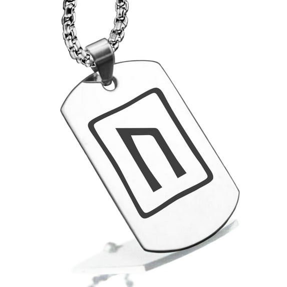 Stainless Steel Elder Futhark Uruz Rune Dog Tag Pendant Necklace