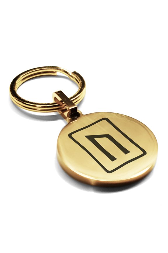 Stainless Steel Elder Futhark Uruz Rune Round Medallion Keychain Circle Ring