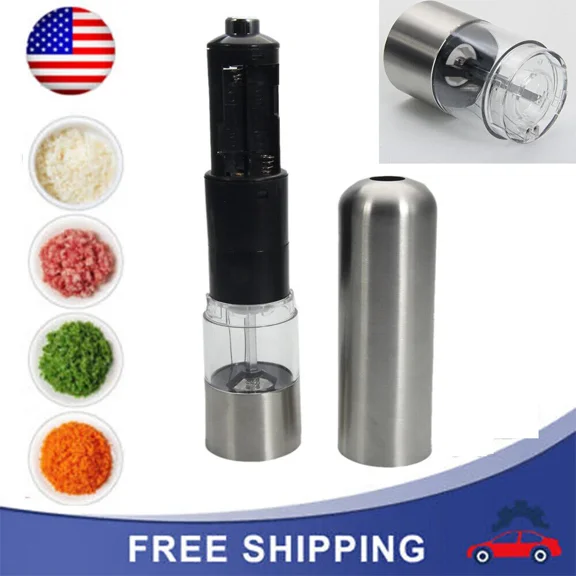 Stainless Steel Electric Adjustable Pepper Mill Salt Grinder Kitchen Tool Us