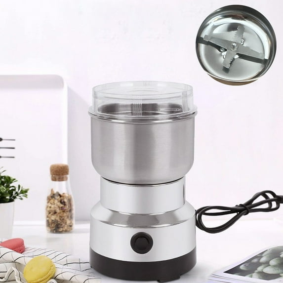 Stainless Steel Electric Coffee Grinder with 4 Sharp Blades - Powerful Multipurpose Kitchen Appliance for Grinding Coffee Beans, Spices, and Supplements - Compact 1-Piece Design with Easy Clean