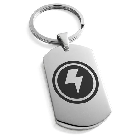 Stainless Steel Electric Element Rune Engraved Dog Tag Keychain Keyring