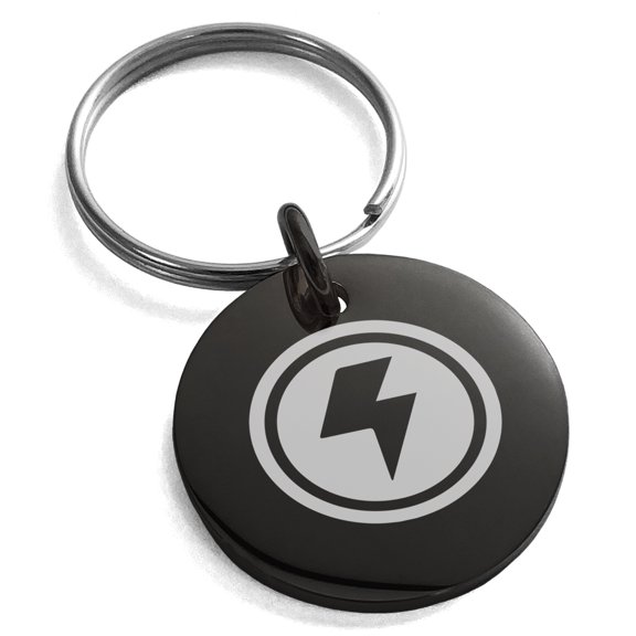 Tioneer Stainless Steel Electric Element Rune Engraved Small Medallion Circle Charm Celtic Keychain Keyring