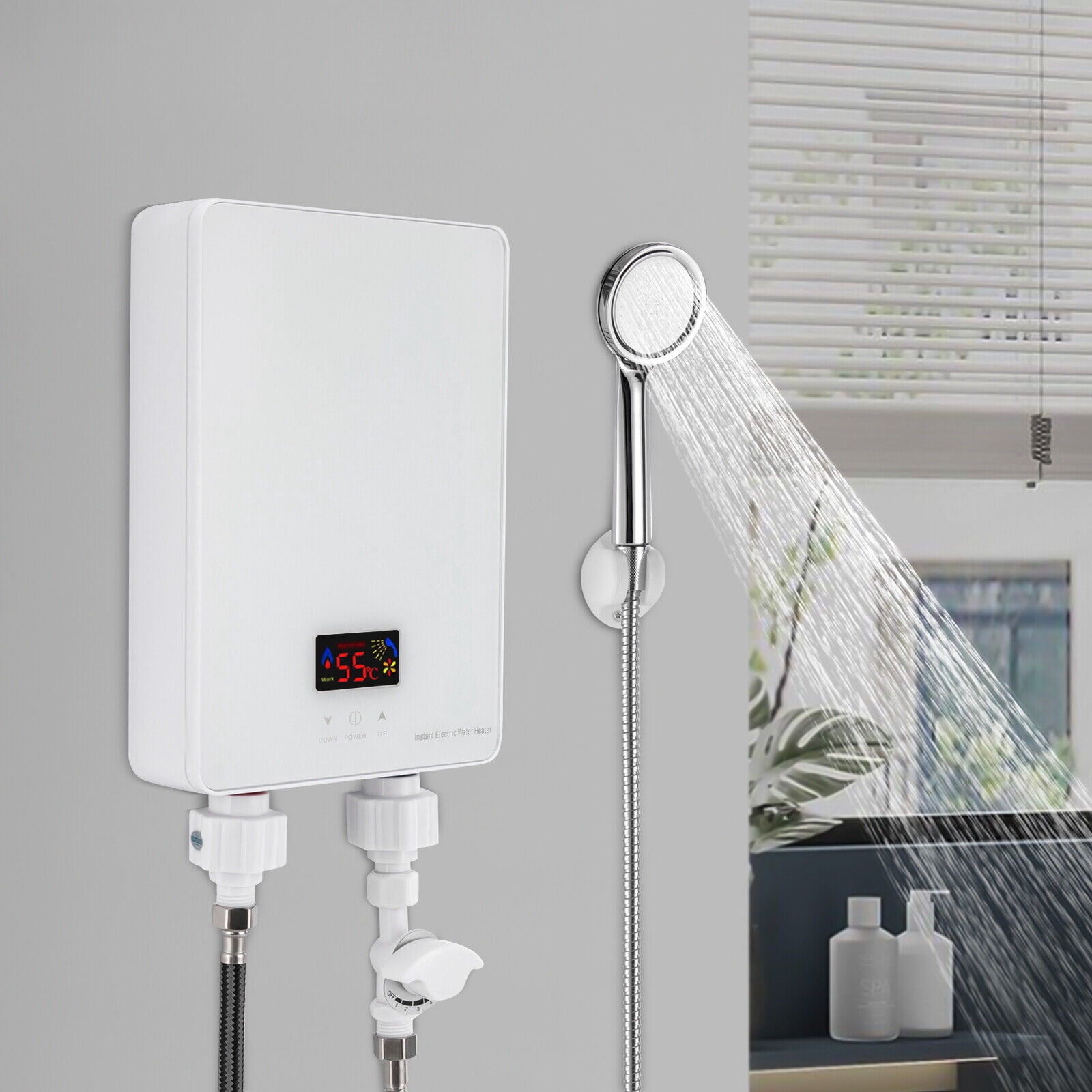 Stainless Steel Electric Hot Tankless Water Heater, Bathroom Shower ...