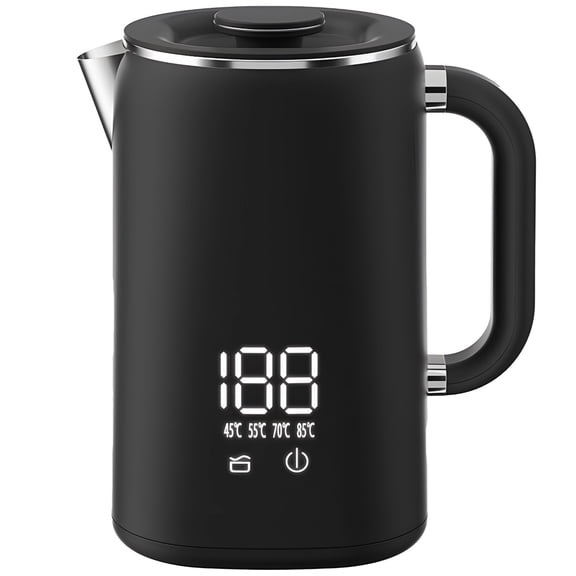 Stainless Steel Electric Kettle, 1.7 L Capacity, 1500W Rapid Boil, Five-Stage Temp Control, Double-Wall Insulation, Smart Memory, U-Spout, US Plug for Home, Office