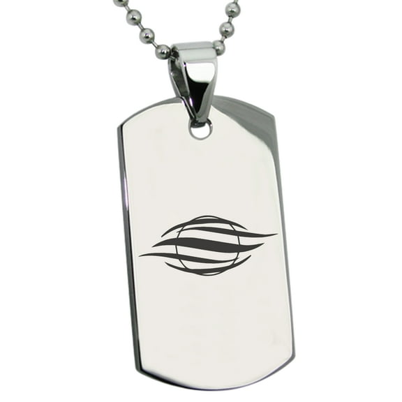 Stainless Steel Elemental Air Nation Engraved Dog Tag Pendant Necklace