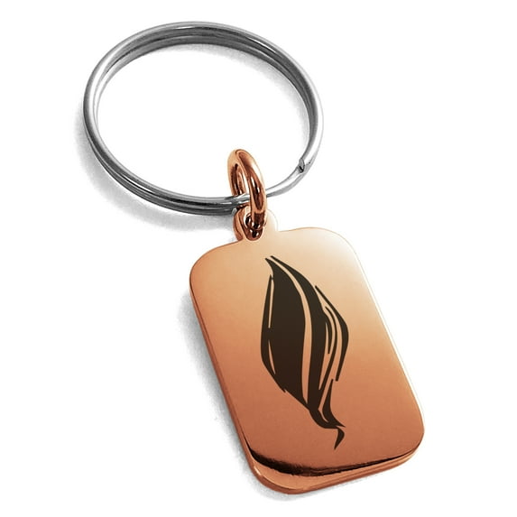 Stainless Steel Elemental Fire Nation Engraved Small Rectangle Dog Tag Charm Keychain Keyring