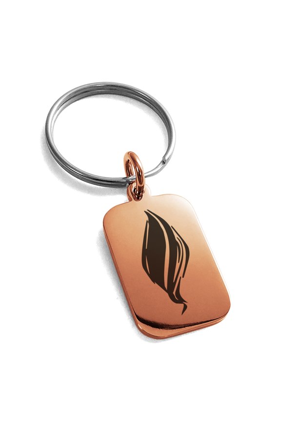 Stainless Steel Elemental Fire Nation Engraved Small Rectangle Dog Tag Charm Keychain Keyring