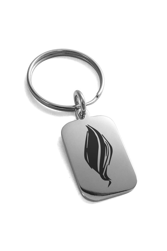 Stainless Steel Elemental Fire Nation Engraved Small Rectangle Dog Tag Charm Celtic Keychain Keyring