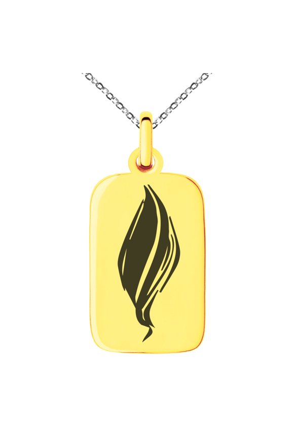 Stainless Steel Elemental Fire Nation Engraved Small Rectangle Dog Tag Charm Pendant Necklace
