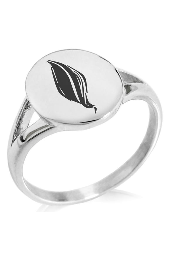 Stainless Steel Elemental Fire Nation Minimalist Oval Top Polished Statement Signet Ring