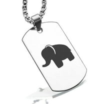 Stainless Steel Elephant Good Luck Charm Dog Tag Pendant Necklace