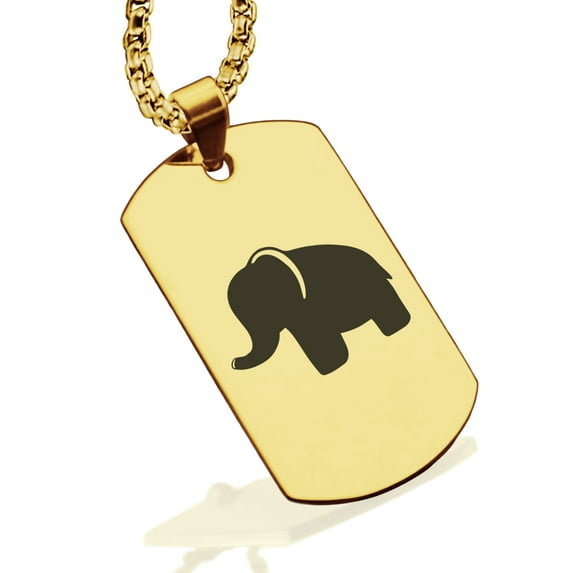Stainless Steel Elephant Good Luck Charm Dog Tag Pendant Necklace