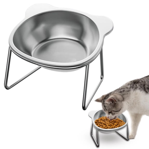 Stainless Steel Elevated Pet Bowl 6 Inch Raised Cat And Dog Food Water Dish With Non Slip Base Veterinary Recommended Feeder For Healthy Posture