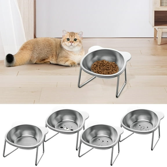 Stainless Steel Elevated Pet Bowl | Raised Cat and Dog Feeder | Rust-Resistant Water and Food Dish | Wide Rim | Anti-Slip Base | Easy Grip | Spill-Resistant | Durable Pet Dining Solution