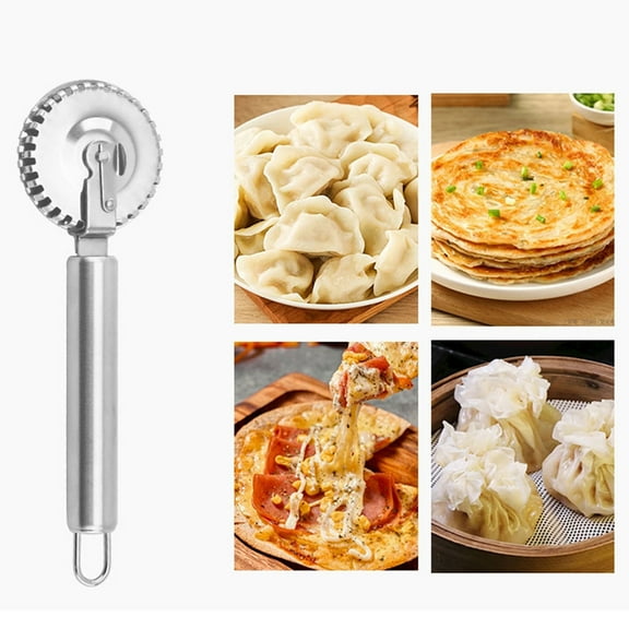 Stainless Steel Embossing Roller Knife for Baking, Patterned Lace Cutter and Kitchen Decorating Tool with Textured Wheel for Pastry, Cookies, Dough - Professional Baking Supplies (1 Piece)