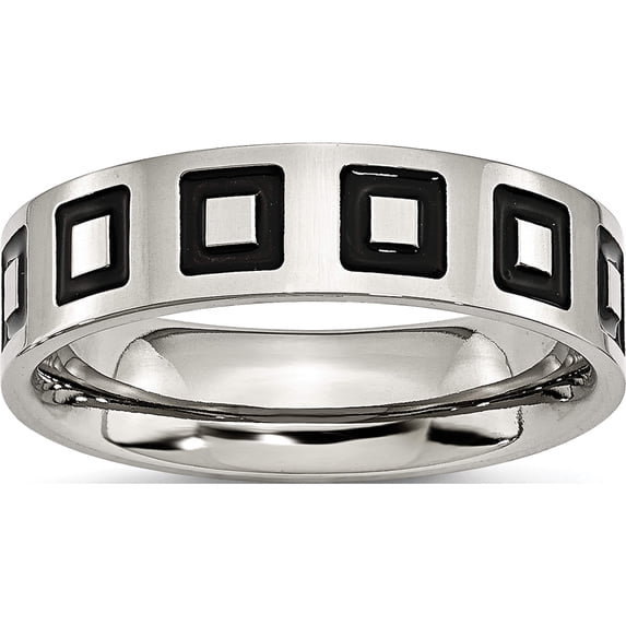 Stainless Steel Enameled Flat 6mm Polished Band (Size 6) Made In China sr3-6