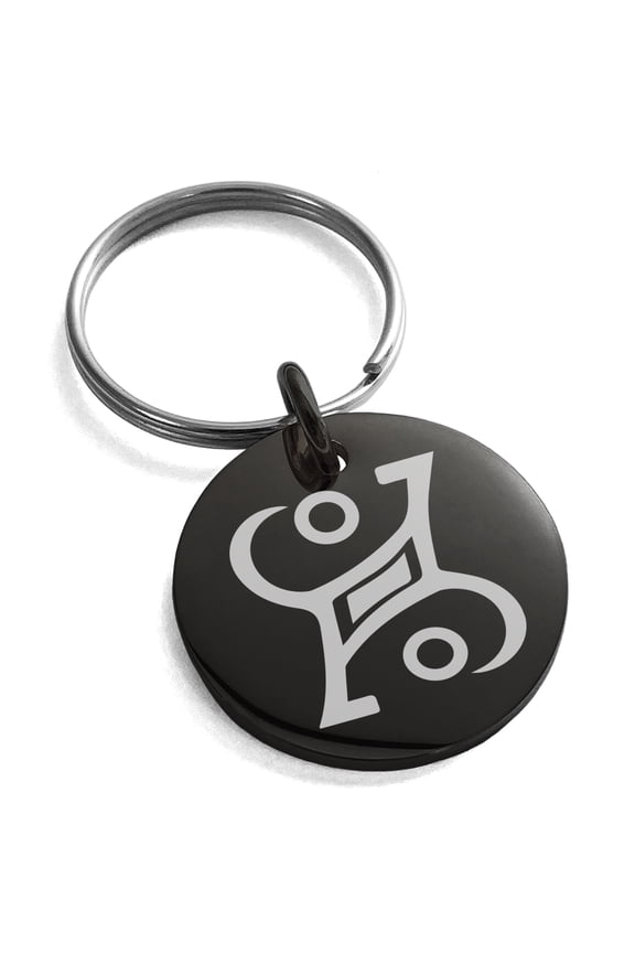 Stainless Steel Enchanting Magic Rune Engraved Small Medallion Circle Charm Keychain Keyring