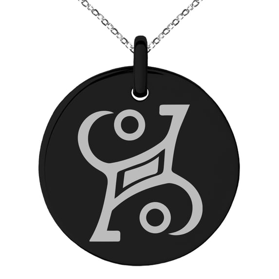 Tioneer Stainless Steel Enchanting Magic Rune Engraved Small Medallion Circle Charm Pendant Necklace