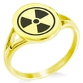 thumbnail image 1 of Stainless Steel Encircled Radioactive Minimalist Oval Top Polished Statement Signet Ring, 1 of 1