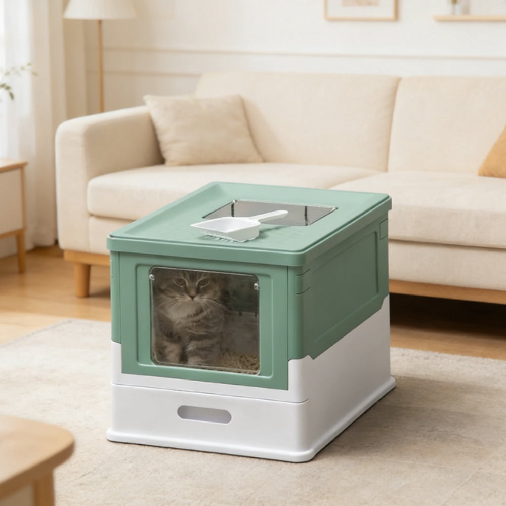 Stainless Steel Enclosed Cat Litter Box, Large Durable Pet Toilet with Enclosure for Cats  LJH