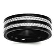 thumbnail image 1 of Stainless Steel 8mm Black Plated With Grey Carbon Fiber Inlay Polished Band Ring Size 10.5 Ring for Women and Men, 1 of 2