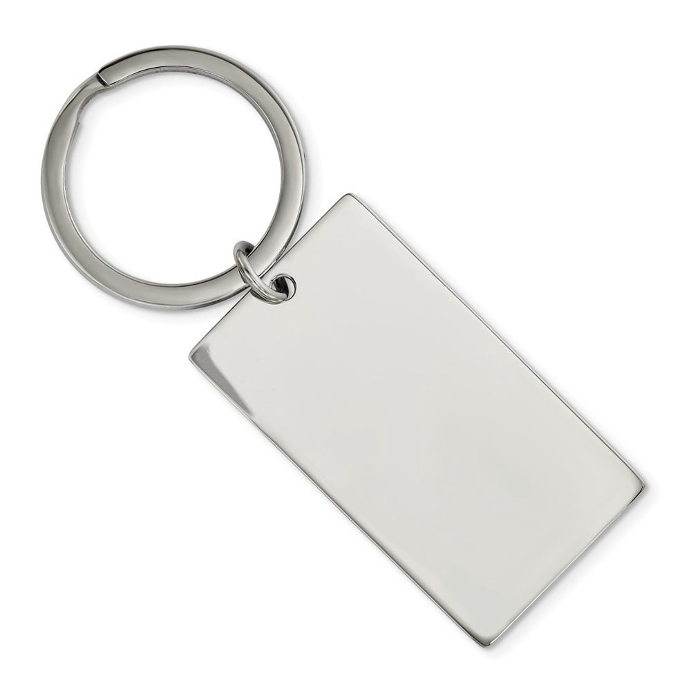 Reversible Chain Key Stainless Steel Engravable Brushed and Polished 1.85mm Rectangle ...