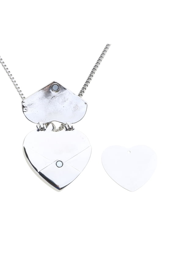 Stainless Steel Engravable Heart Envelope Locket Heart Envelope Necklace Heart Pendant Necklace Woman Party Jewelry Gift