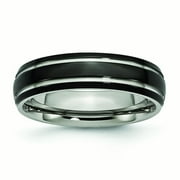 JEWELRYWEB Stainless Steel Engravable Polished 6mm Black Plated Band Ring Size 6 Jewelry for Women