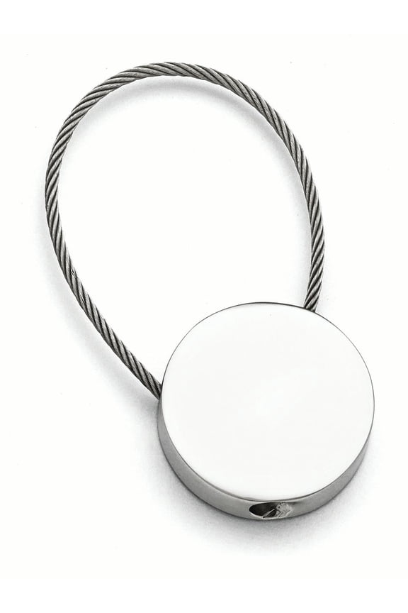 Stainless Steel Engravable Polished Cable Circle Key Ring Measures 54x21mm Wide - Jewelry for Men