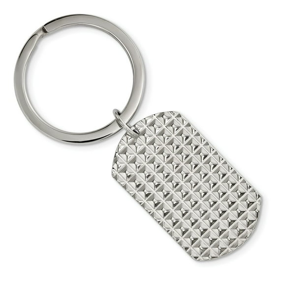 Stainless Steel Engravable Polished and Textured Key Chain Measures 77.7x25.5mm Wide Jewelry for Men