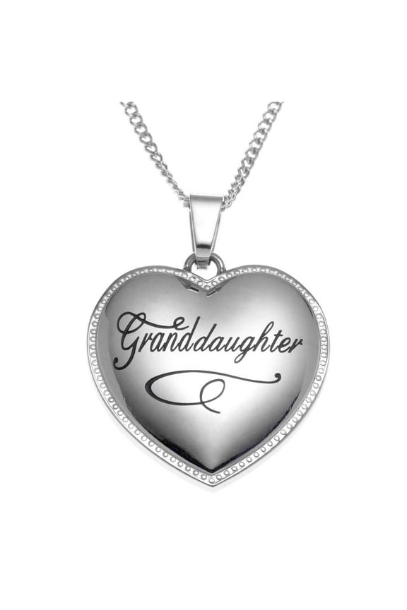 Stainless Steel Engraved "Granddaughter" Heart Pendant Necklace - Sentimental Jewelry Gift for Granddaughters