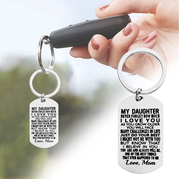 Stainless Steel Engraved Keychain, Silver Quote Key Chain for Family Members Daily Carry