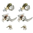 thumbnail image 1 of Stainless Steel Entry Door Handle Combo Lock Set with Deadbolt and 8 KW1 Keys Total (2-Pack, Keyed Alike), 1 of 14