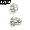 thumbnail image 1 of Stainless Steel Entry Lock Set Door Knob & Deadbolt Keyed Alike KW1 Keyway (Set of 4). 24 Total Keys, Keyed Alike by Set, 1 of 9