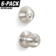 thumbnail image 1 of Stainless Steel Entry Lock Set Door Knob & Deadbolt Keyed Alike KW1 Keyway (Set of 6). 36 Total Keys, Keyed Alike by Set, 1 of 9