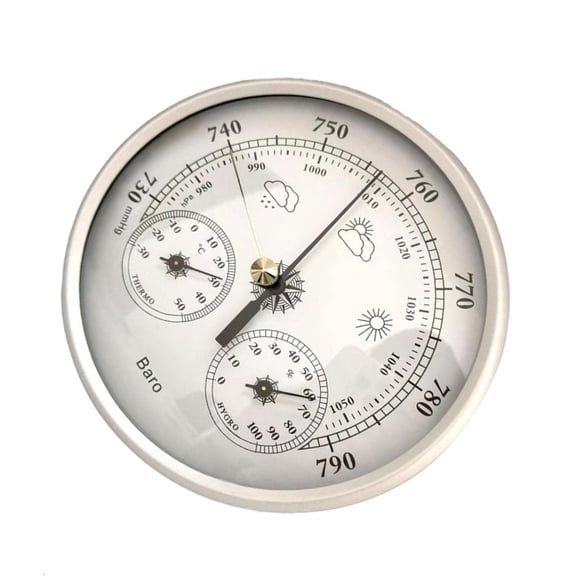 Stainless Steel Environmental Monitor Barometer Thermometers Hygrometer 130mm Diameter Display Large for Fishing