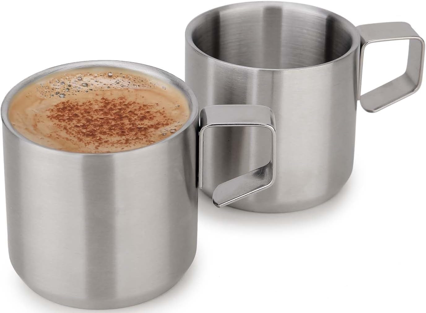 Stainless Steel Espresso Cups - Set Of 2, Double-Wall Insulated, 7 Oz (200ml) Unbreakable Tumblers For Hot & Cold Drinks