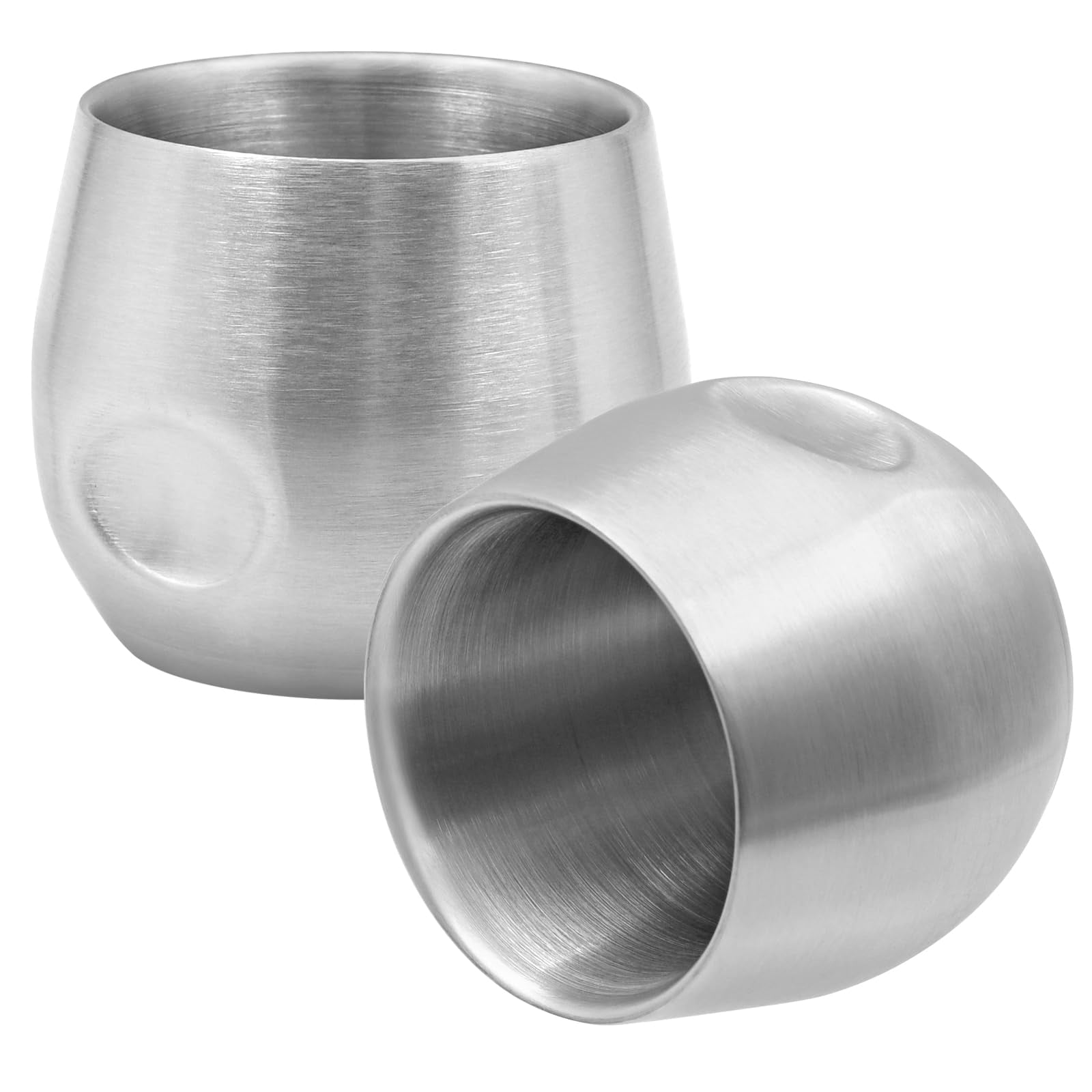 Stainless Steel Espresso Cups Set, 2pcs Double Wall Insulated Unbreakable 7oz Vacuum Insulated Cups for Outdoor Picnics & Parties (Silver)