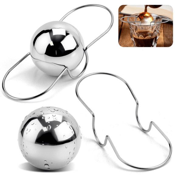 Stainless Steel Espresso Ice Balls 2 Pack, Frozen Chilling Balls for Espresso Coffee Machine, Reusable Cooling Accessories for Barista Use