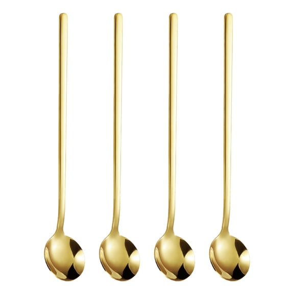 Stainless Steel Espresso Spoon, Mini Teaspoon, Coffee Sugar Dessert Cake Ice Cream Cappuccino, 4 Pack-Golden