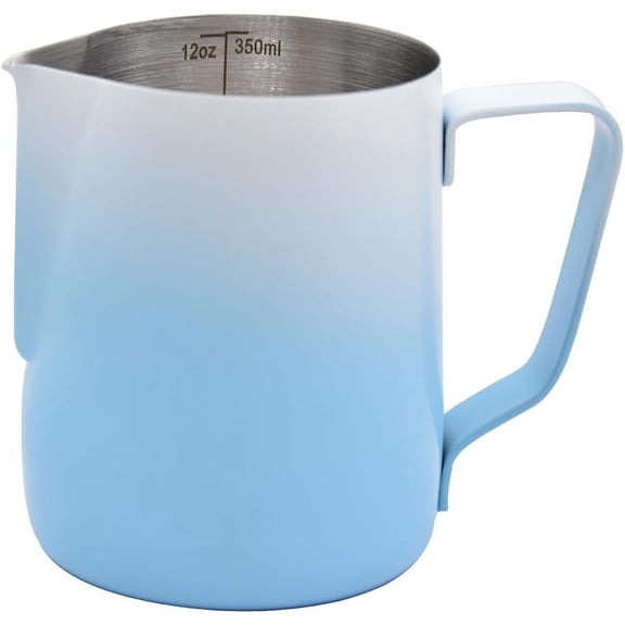 Stainless Steel Espresso Steaming Pitchers Frothing Pitcher Jug Coffee Milk Frothing Cup, Coffee Steaming Pitcher - Blue, 20 oz(600 ml)