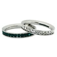 thumbnail image 1 of Stainless Steel Eternity Clear & Emerald Color Crystal Stackable Rings (2 Pieces) Set  3 mm, 1 of 2