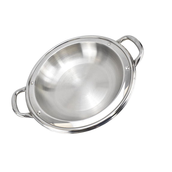 Stainless Steel Everyday Small Cooking Pot Wok Stir Fry Steamin Pot with 2 Handle Kitchen Cookware for Steaming Frying Cooking 24CM