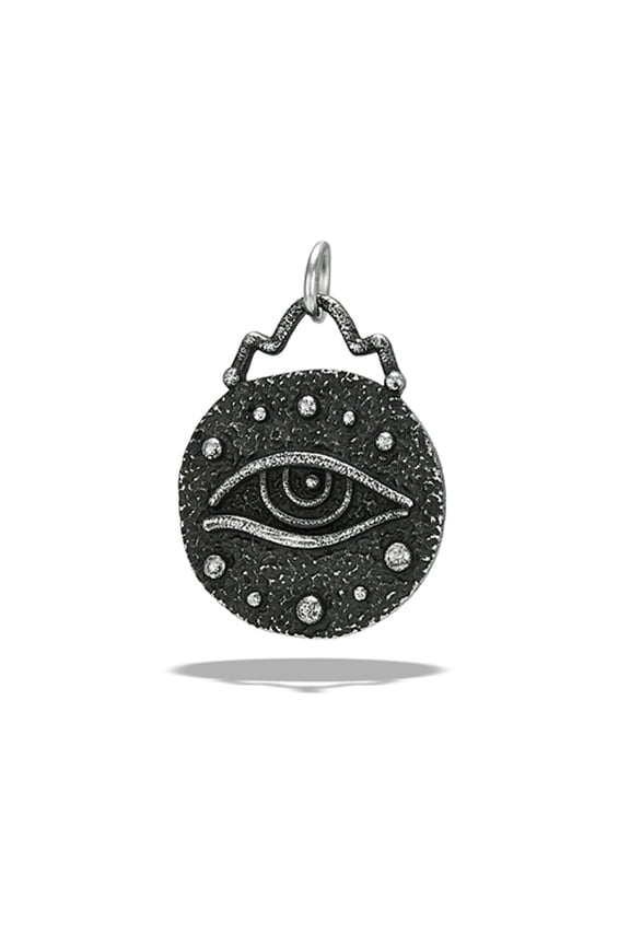 Stainless Steel Evil Eye Pendant Oxidized Protective Egyptian Bali Charm Gray Jewelry Female Unisex